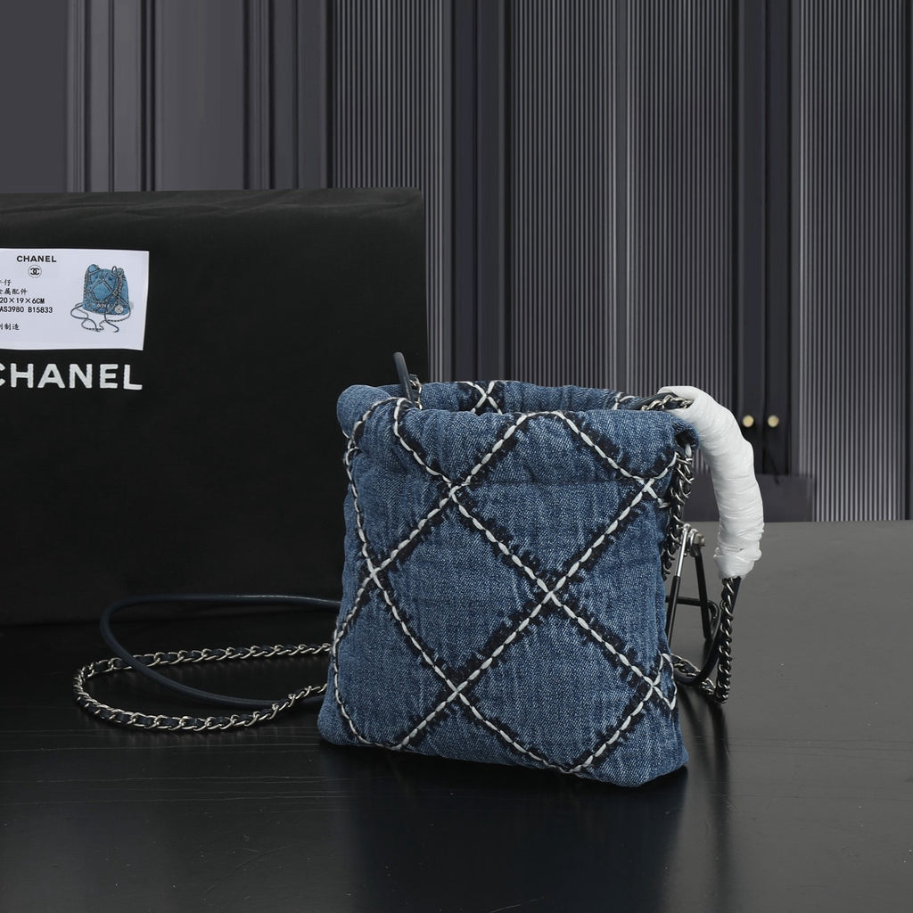 24P Denim Trash Bag Tote