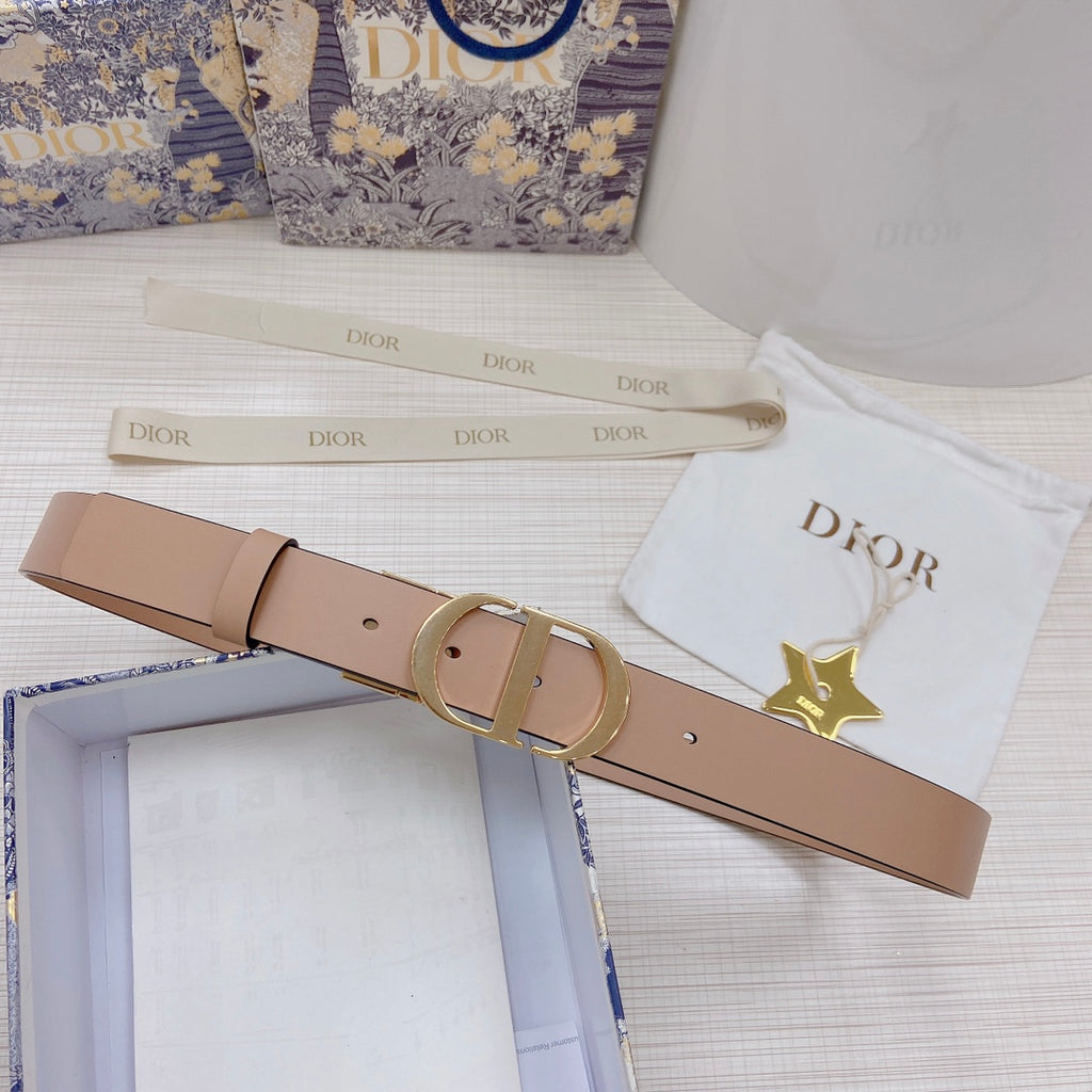 3.0cm Reversible Calfskin Leather Belt – Rotating Metal Buckle