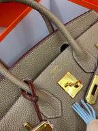 Birkin Platinum Color-Blocked Women's Bag from the Exclusive TOGO Series