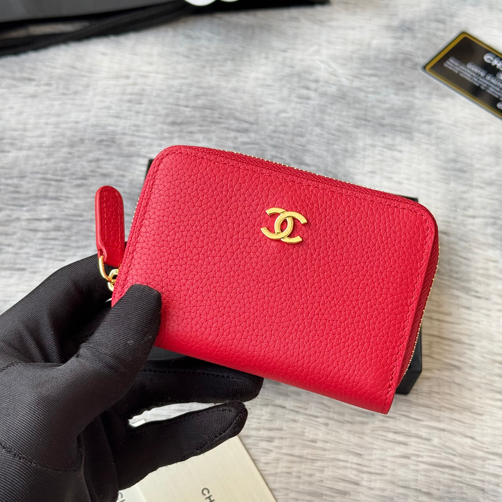 Lychee-Grain Zip Coin Purse (Premium Quality)