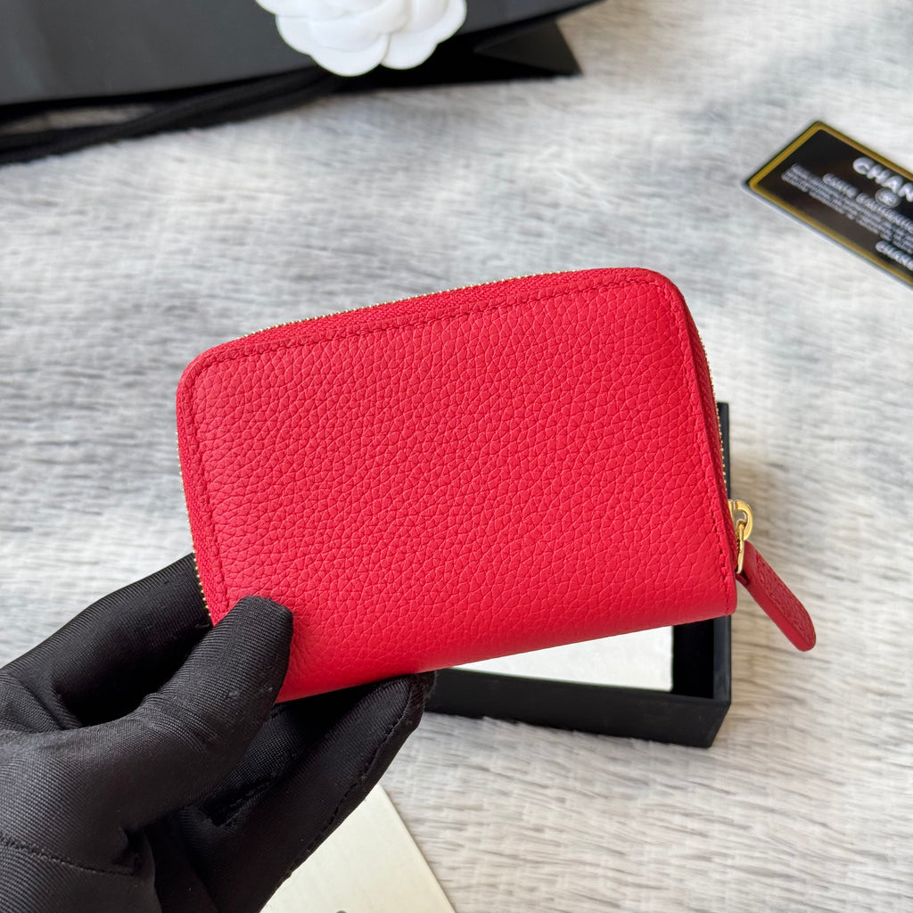 Lychee-Grain Zip Coin Purse (Premium Quality)