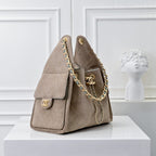 Quilted Hobo Bucket Bag — Vintage Black &amp; Gold