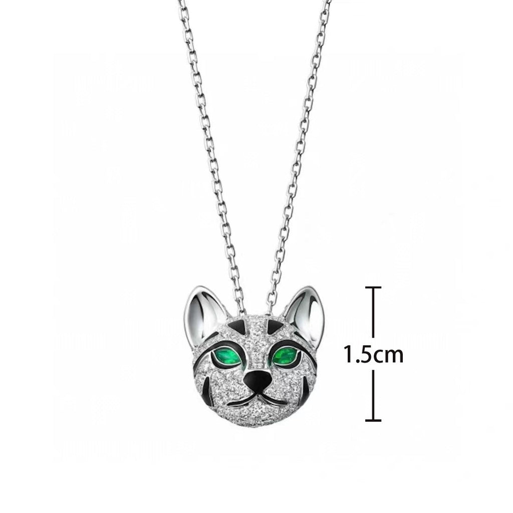 Cat Fine Jewelry Necklace | Tsavorite &amp; Sapphire | 925 Silver & 18K Gold
