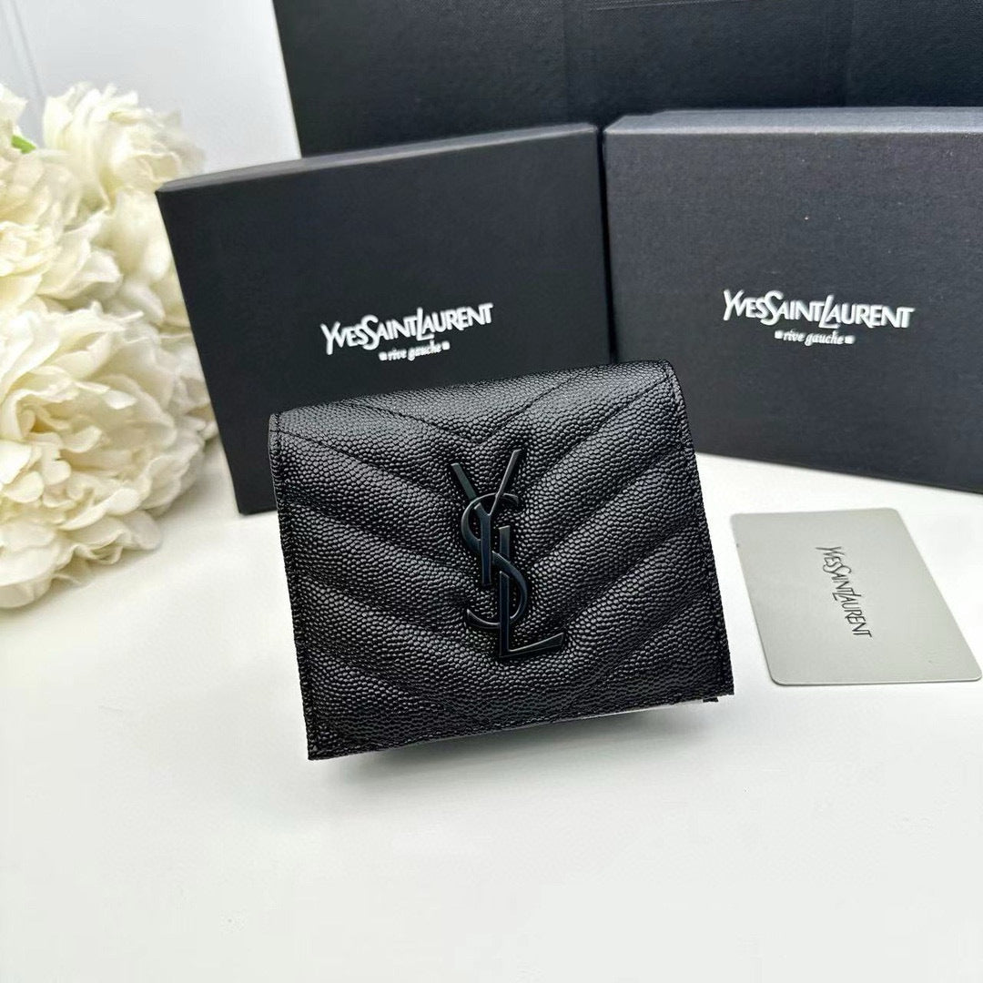 Y Compact Leather Bi-Fold Wallet