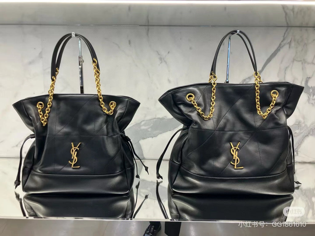 Elegant Black Lambskin Shoulder Tote