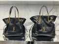 Elegant Black Lambskin Shoulder Tote