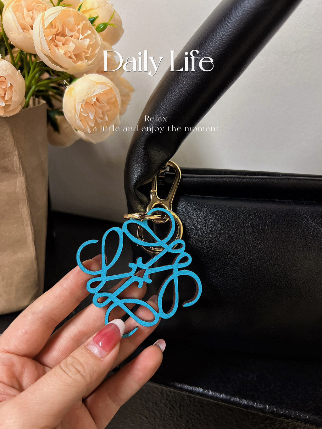 Two-Tone Leather Key Charm