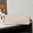 Handwoven Rainbow Embroidered Raffia Tote Bag