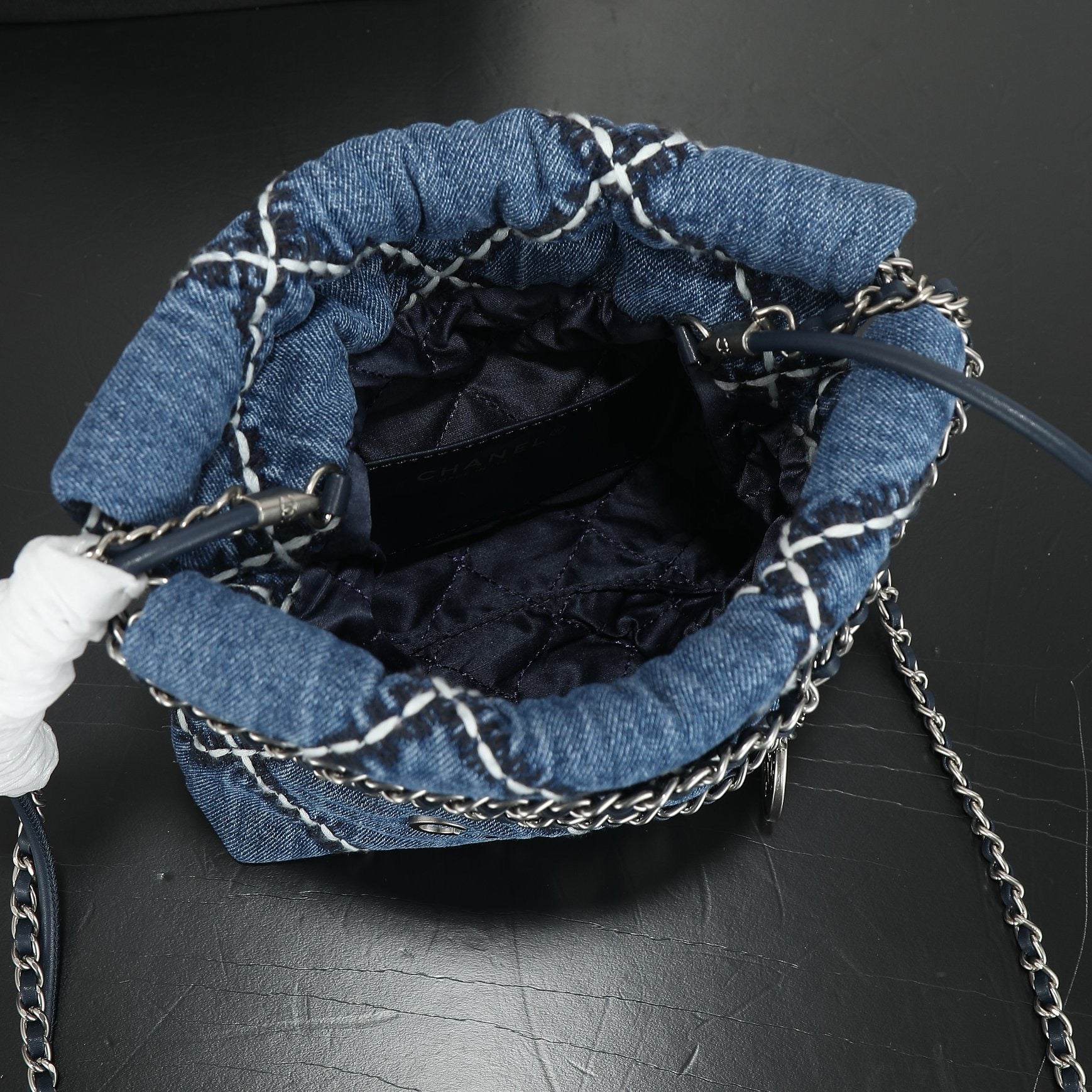 24P Denim Trash Bag Tote