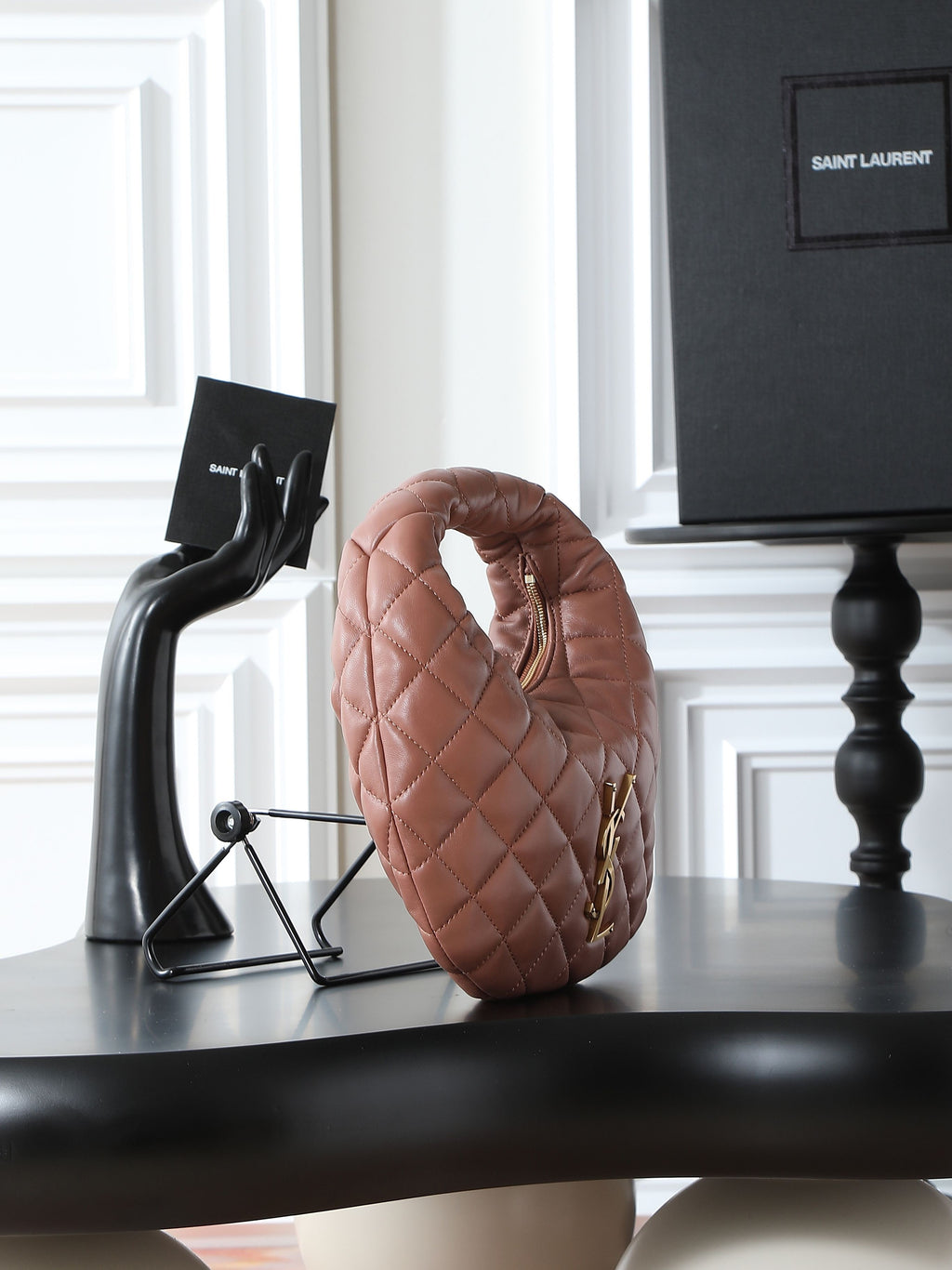 ICare Baby Pink Napa Leather Croissant Shoulder Bag