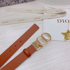 3.0cm Reversible Calfskin Leather Belt – Rotating Metal Buckle