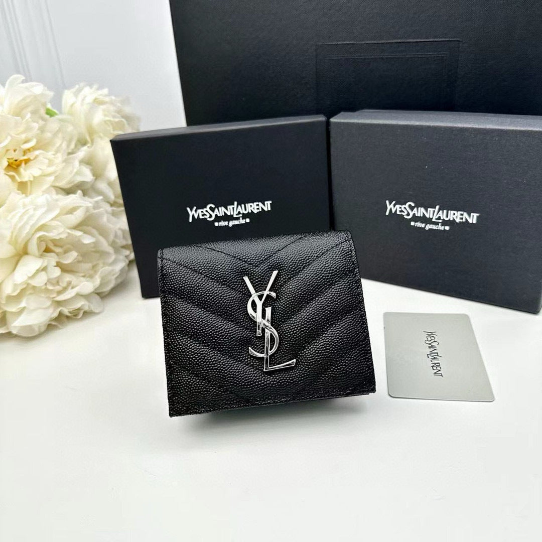 Y Compact Leather Bi-Fold Wallet