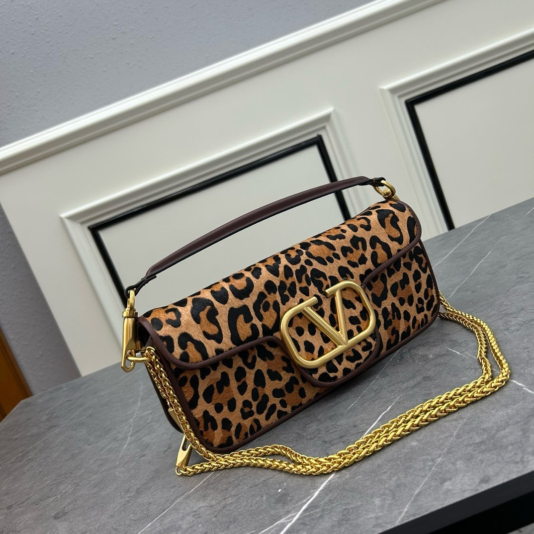 Leopard Print Logo Loco Calfskin Bag