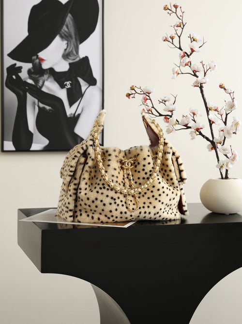 Spotted leopard plush Hobo bag (Premium quality )