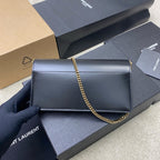 Premium Black Leather Sunset Box Clutch