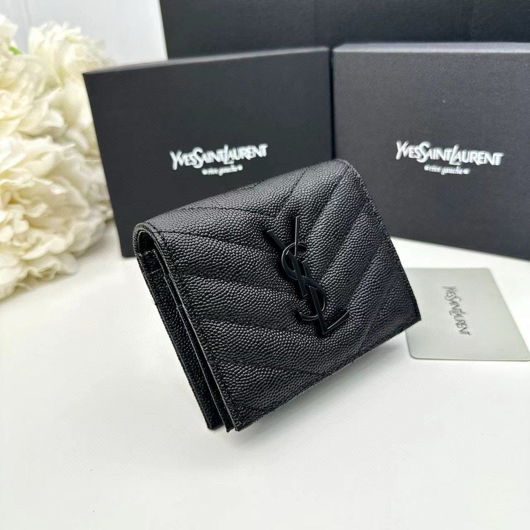 Y Compact Leather Bi-Fold Wallet