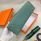 Kelly Palm-Grain Leather Structured Handbag