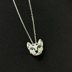 Cat Fine Jewelry Necklace | Tsavorite &amp; Sapphire | 925 Silver & 18K Gold