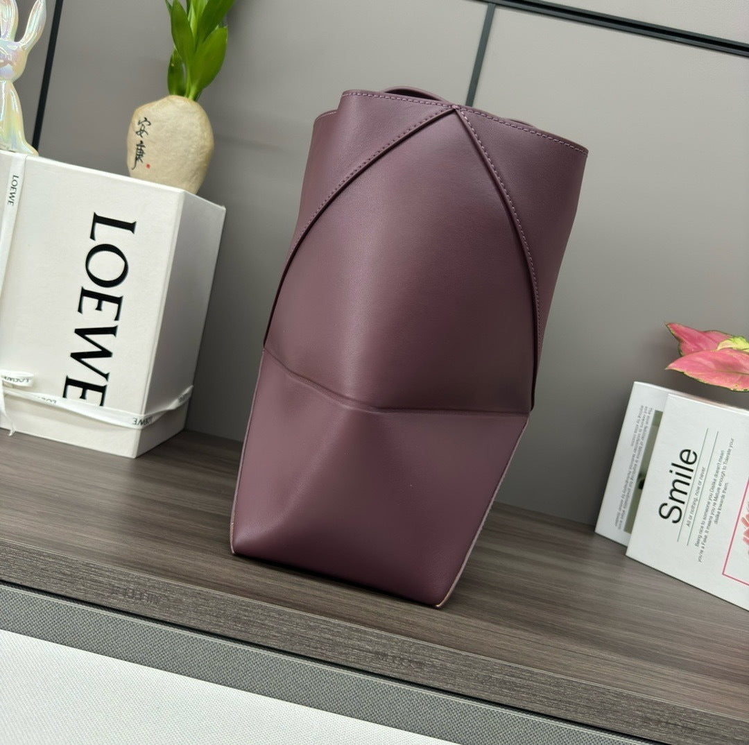 Glossy Leather Puzzle Fold Tote