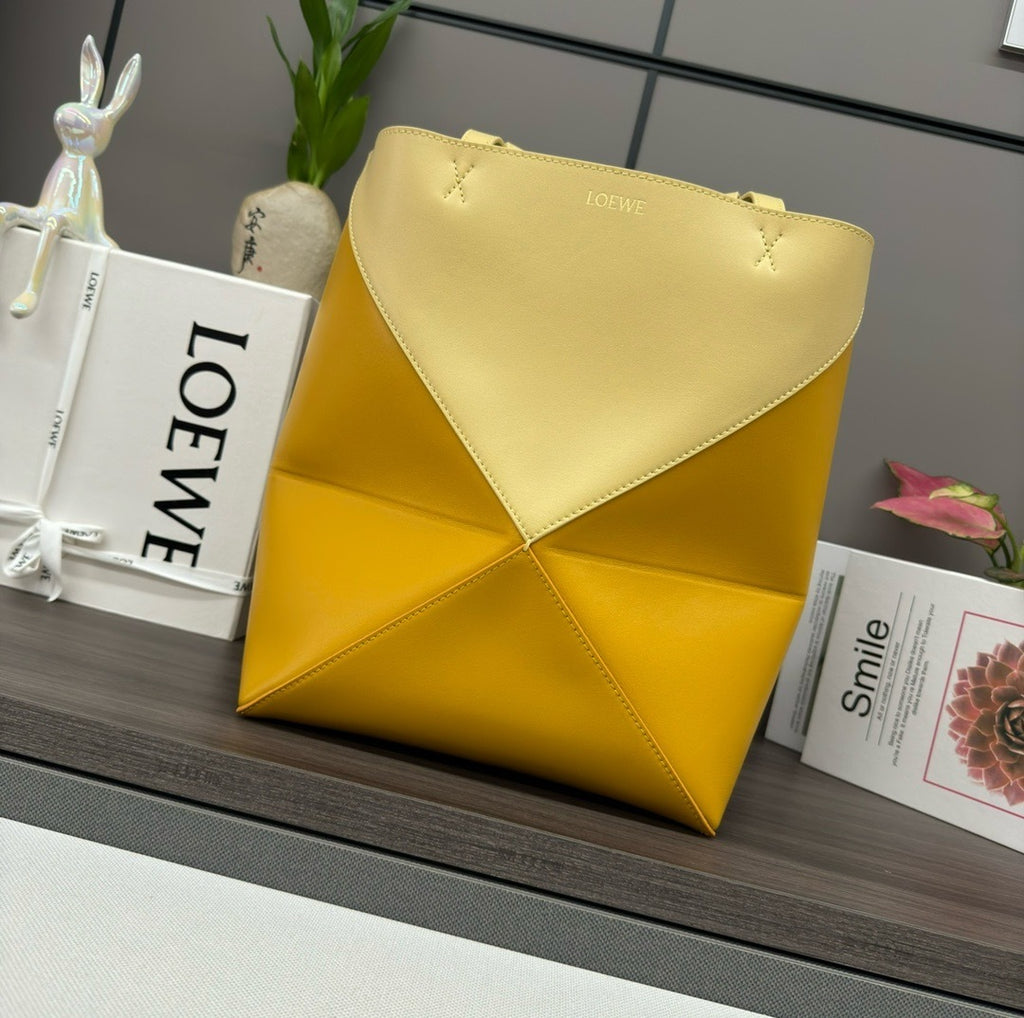 Glossy Leather Puzzle Fold Tote