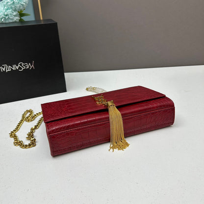 Y*S*L Crocodile Embossed Tassel Bag