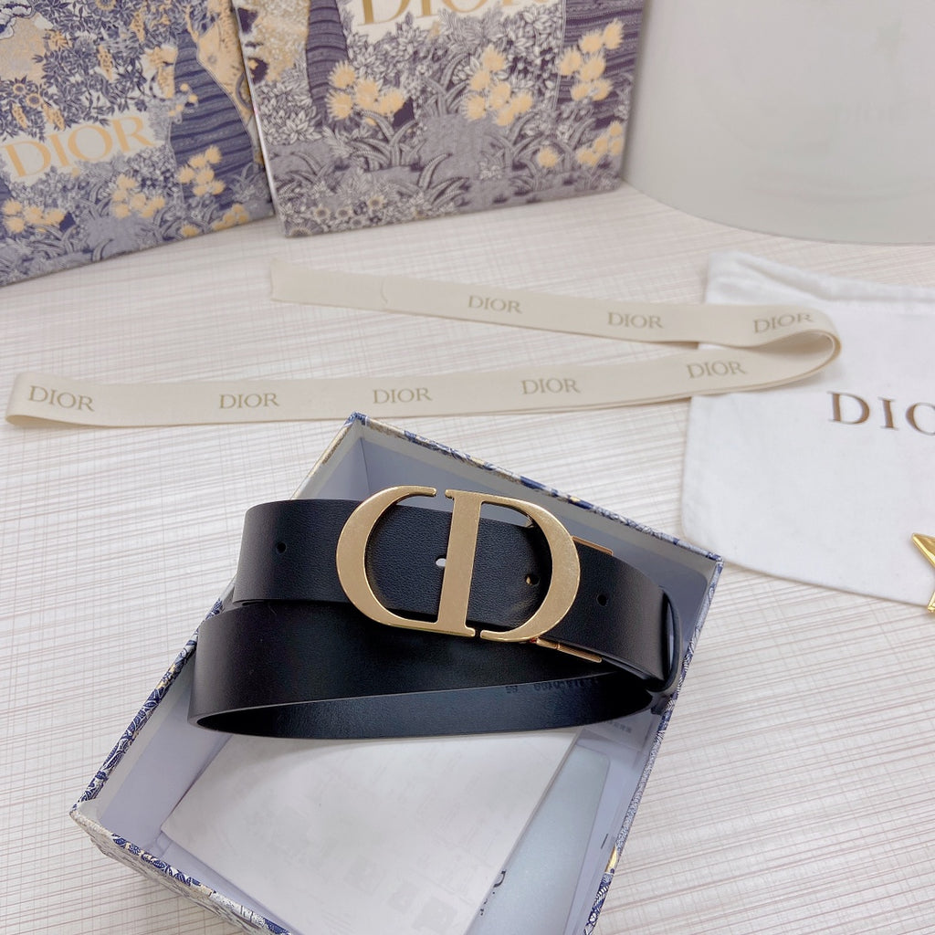 3.0cm Reversible Calfskin Leather Belt – Rotating Metal Buckle