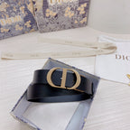 3.0cm Reversible Calfskin Leather Belt – Rotating Metal Buckle