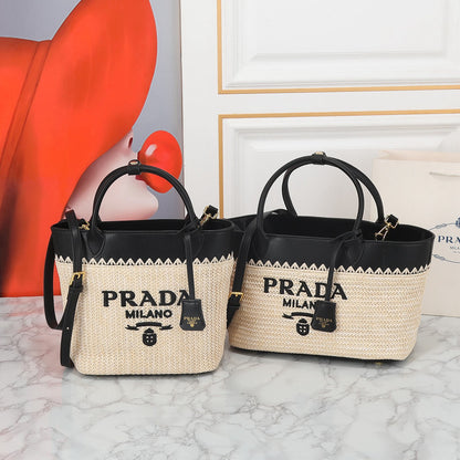 Pra*da Crochet Straw Bag