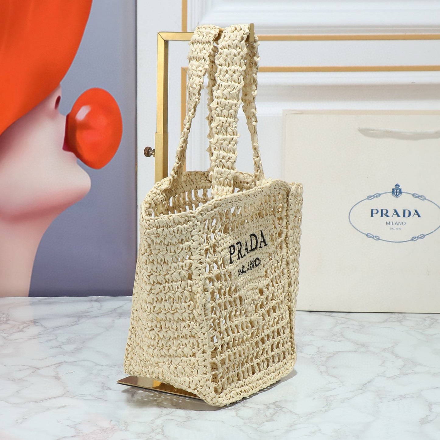 P*ra*da Raffia Tote Bag