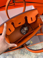 Birkin Platinum Color-Blocked Women's Bag from the Exclusive TOGO Series