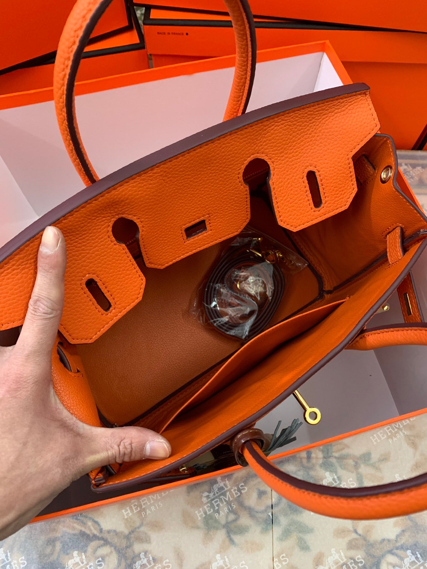 Birkin Platinum Color-Blocked Women's Bag from the Exclusive TOGO Series