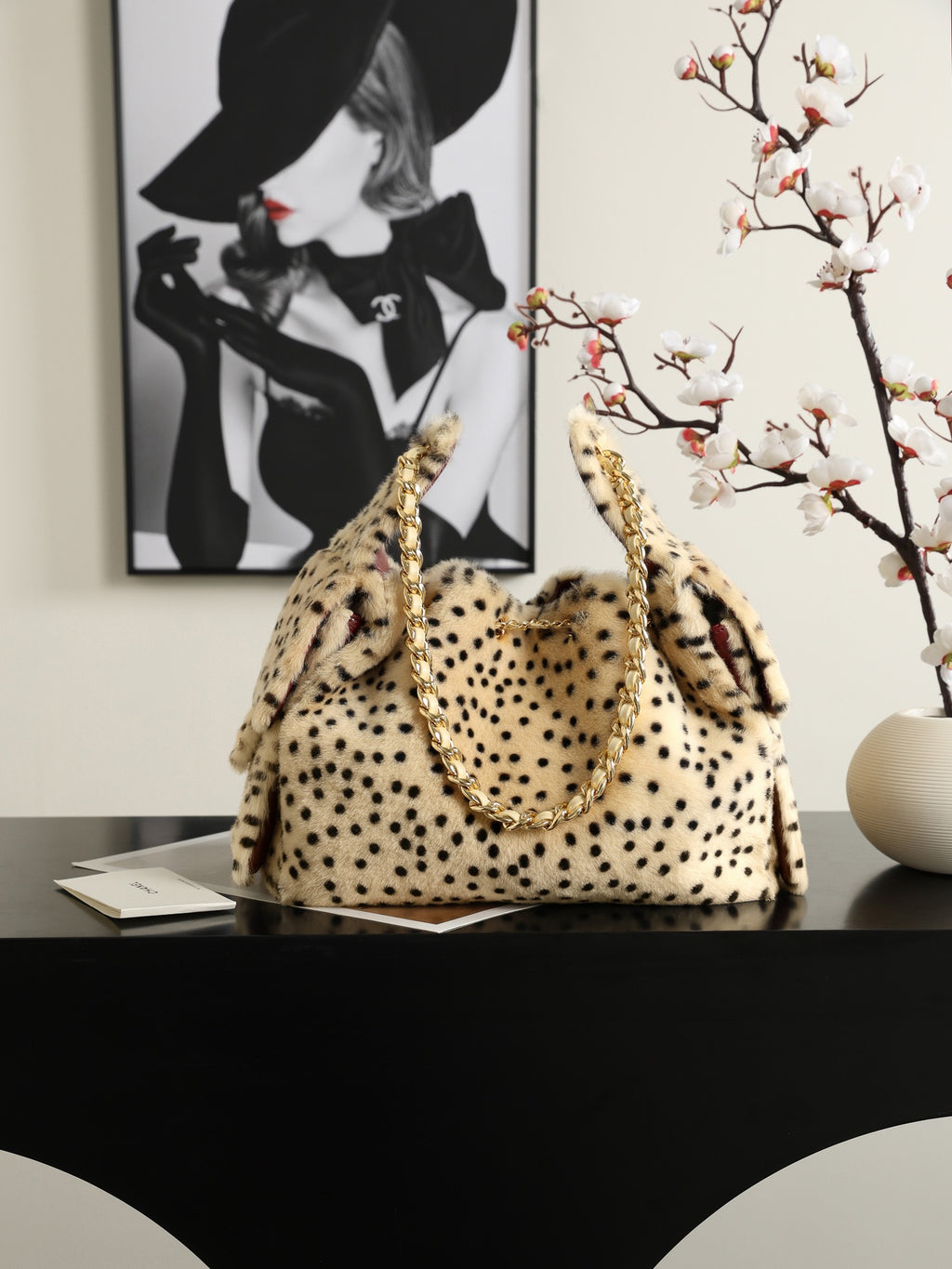 Spotted leopard plush Hobo bag (Premium quality )