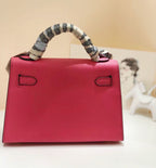 Kelly Palm-Grain Leather Structured Handbag