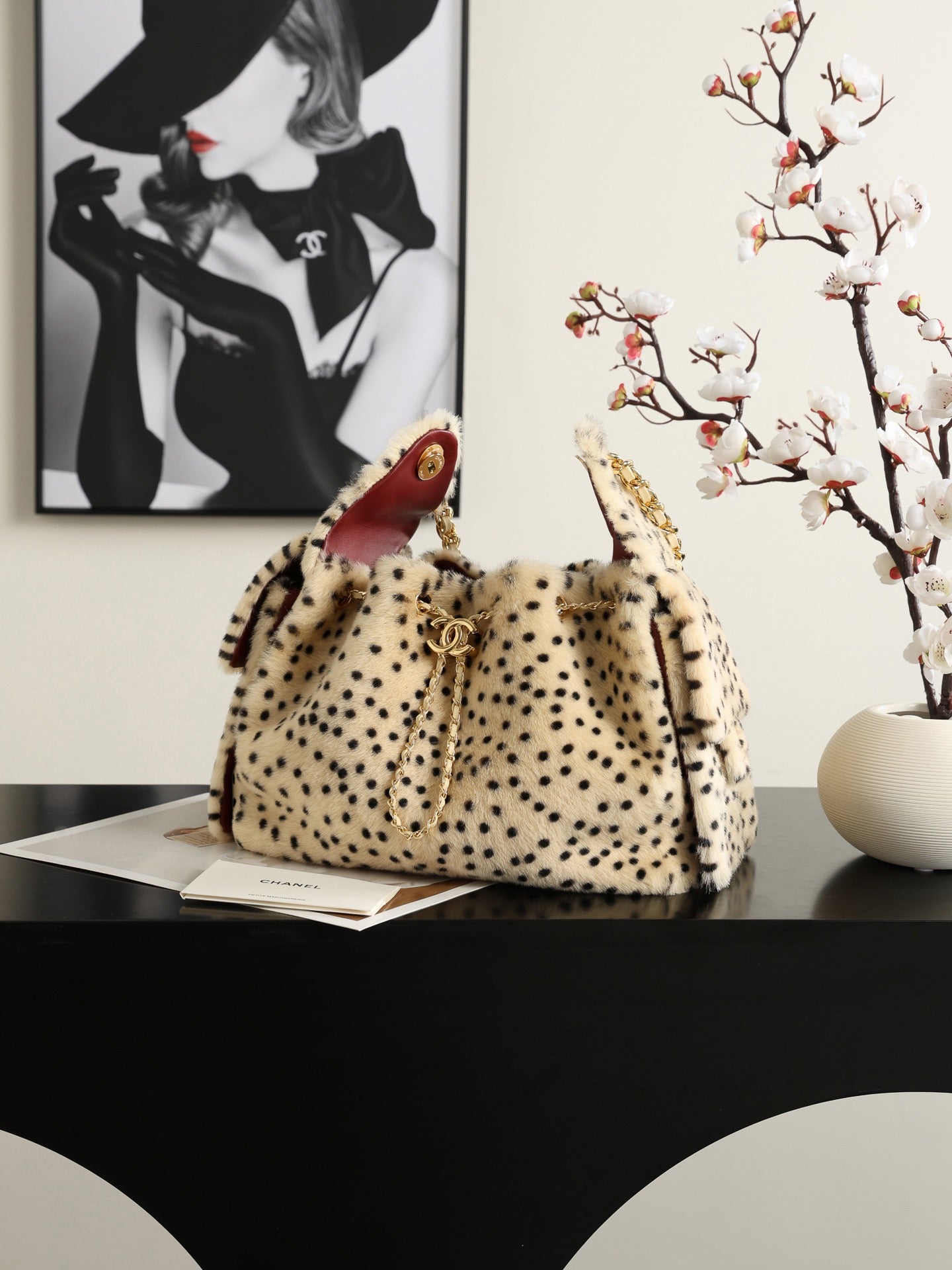 Spotted leopard plush Hobo bag (Premium quality )