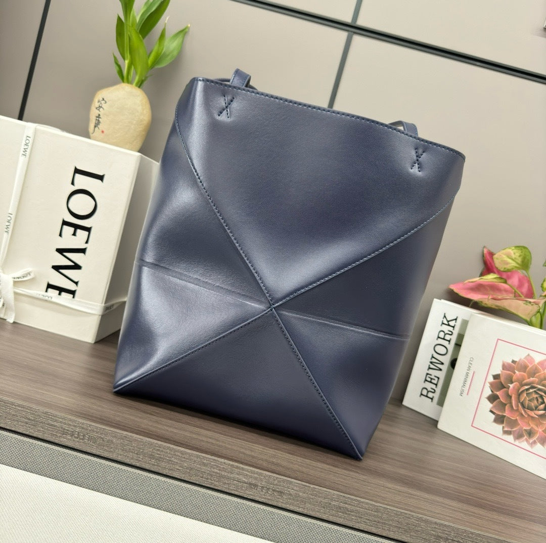 Glossy Leather Puzzle Fold Tote