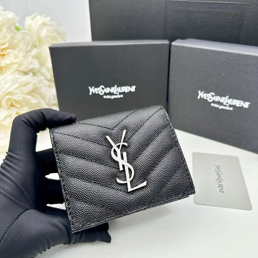 Y Compact Leather Bi-Fold Wallet