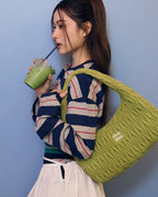 Quilted Suede-Lambskin Shoulder Bag