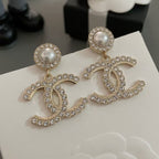 Luxury Crystal Logo Stud Earrings