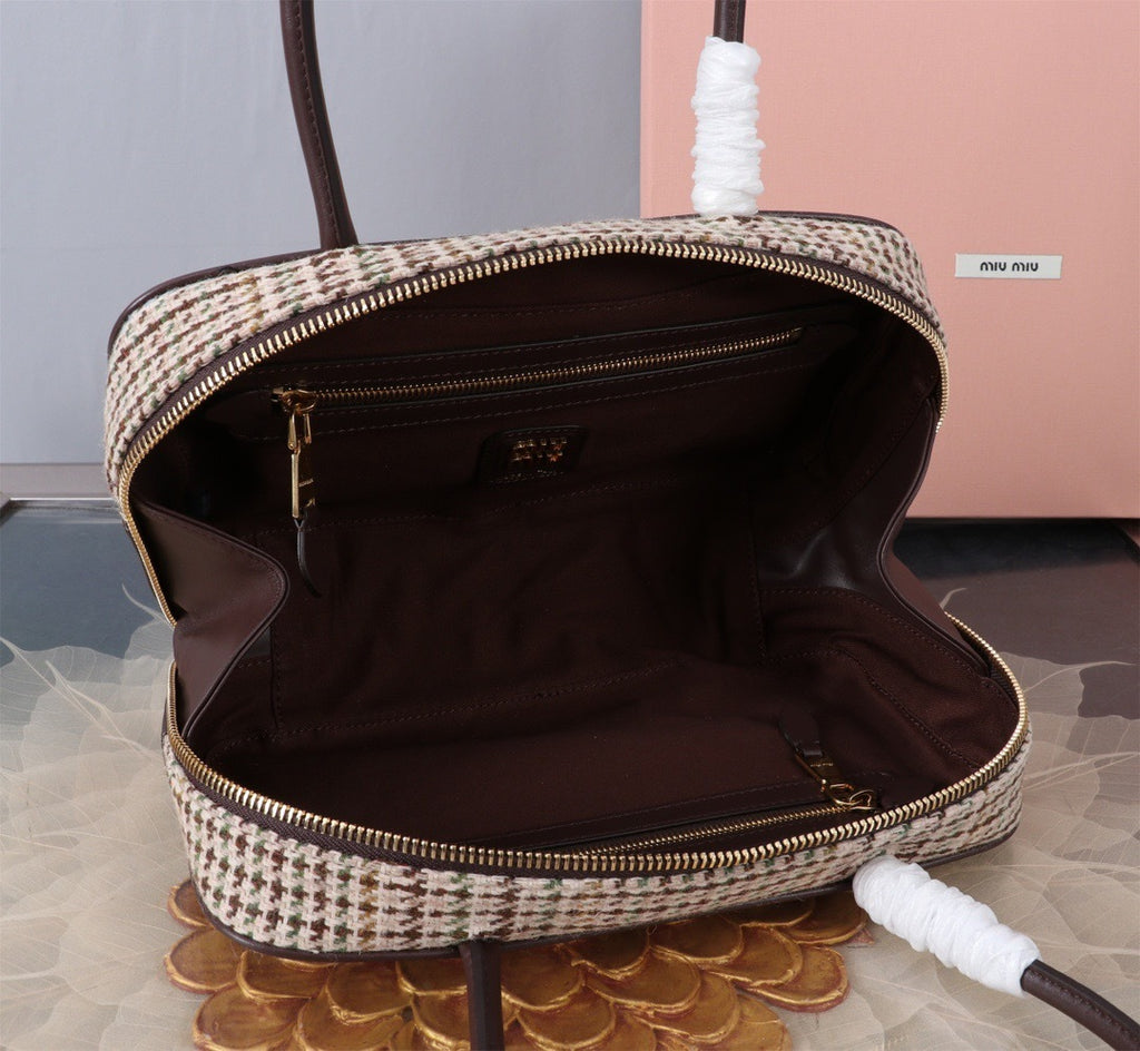 Houndstooth Structured Shoulder Bag (Premium Quality)