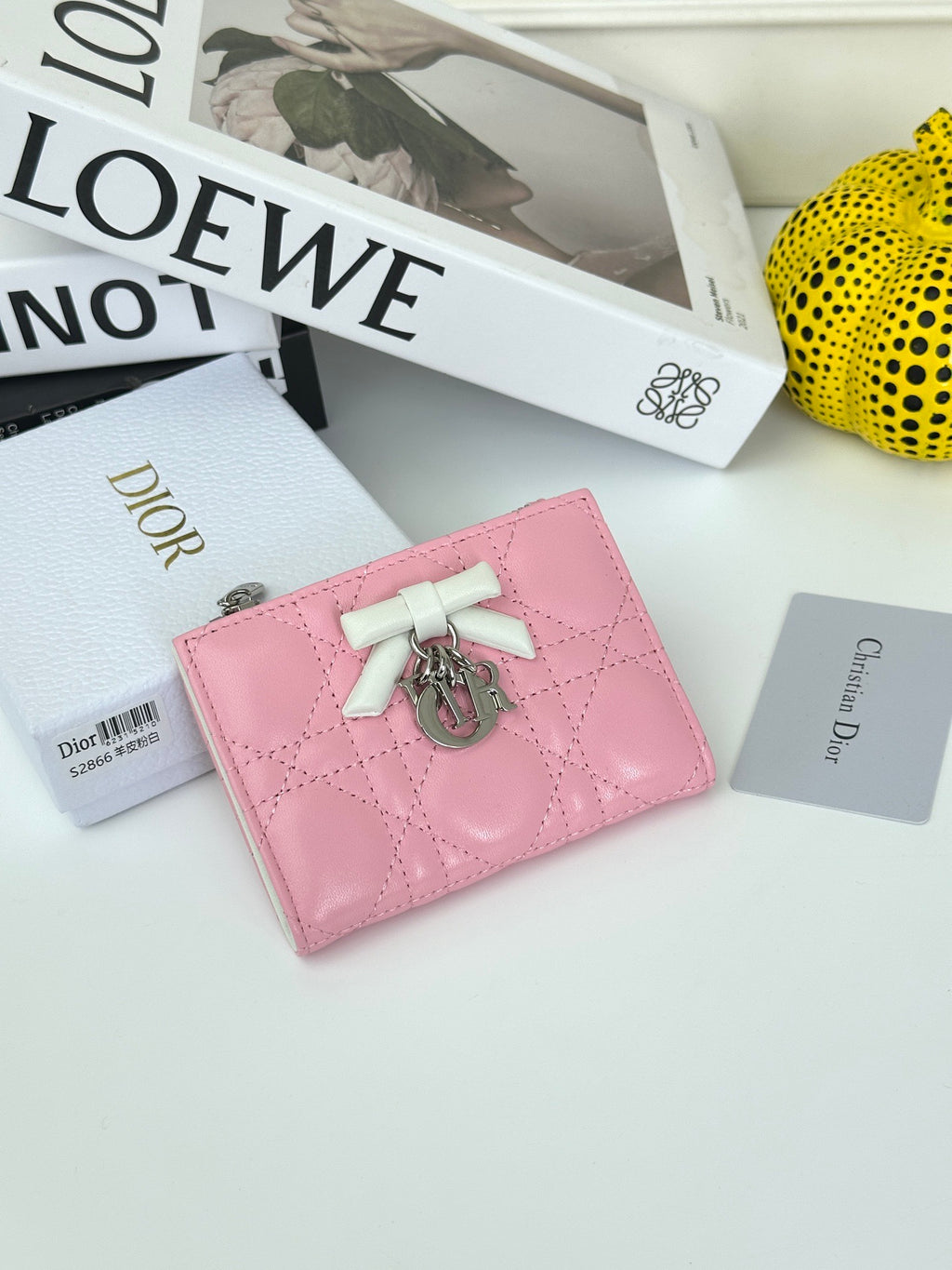 D Bow Logo Card Holder | S2867/ S2866| Lambskin |