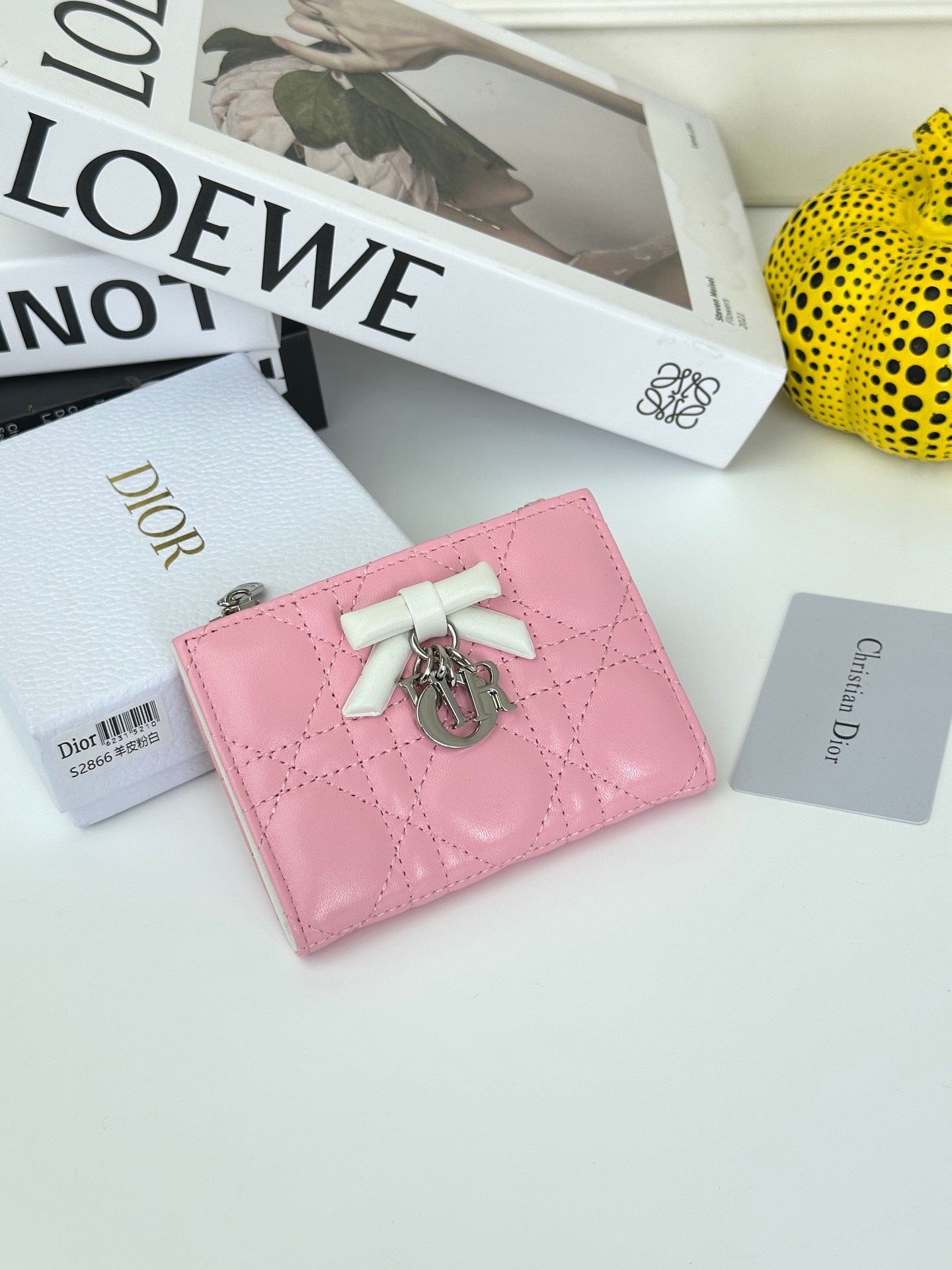 D Bow Logo Card Holder | S2867/ S2866| Lambskin |