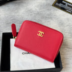 Lychee-Grain Zip Coin Purse (Premium Quality)