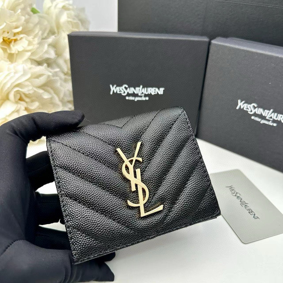 Y Compact Leather Bi-Fold Wallet