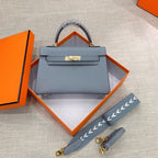 Kelly Palm-Grain Leather Structured Handbag