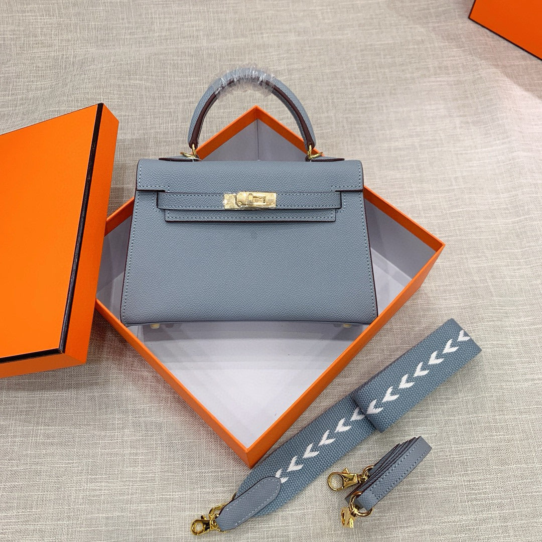 Kelly Palm-Grain Leather Structured Handbag