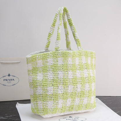 Pra*da Purely Hand-Woven Fiber Tote Bag - Large Size