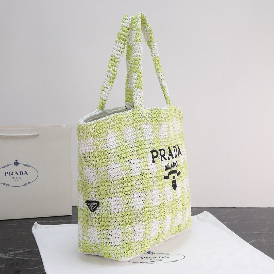 Pra*da Purely Hand-Woven Fiber Tote Bag - Large Size