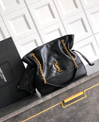 Elegant Black Lambskin Shoulder Tote