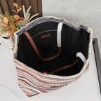 Handwoven Rainbow Embroidered Raffia Tote Bag