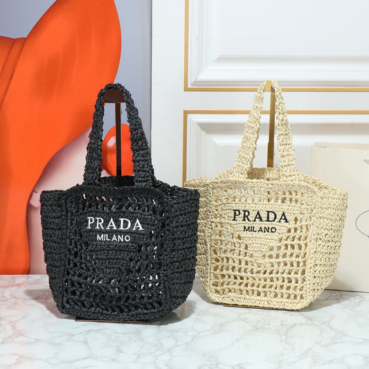 P*ra*da Raffia Tote Bag